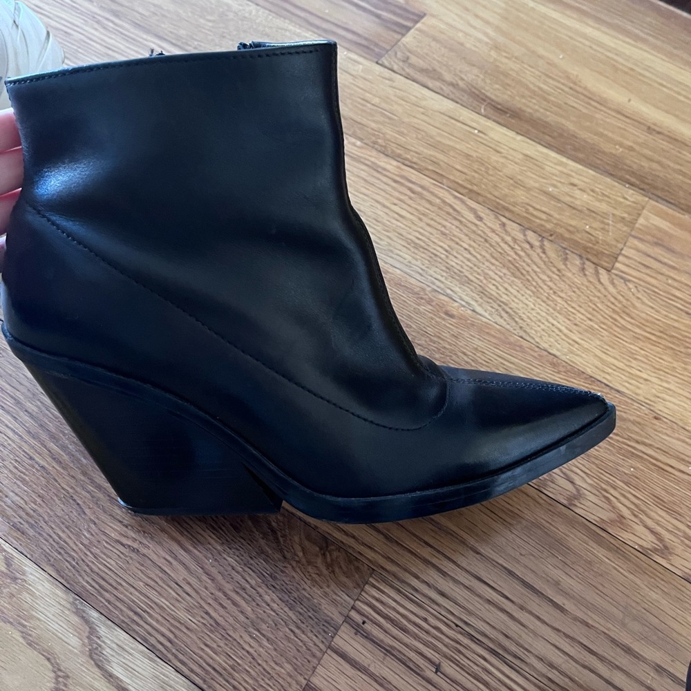 Zara black leather booties